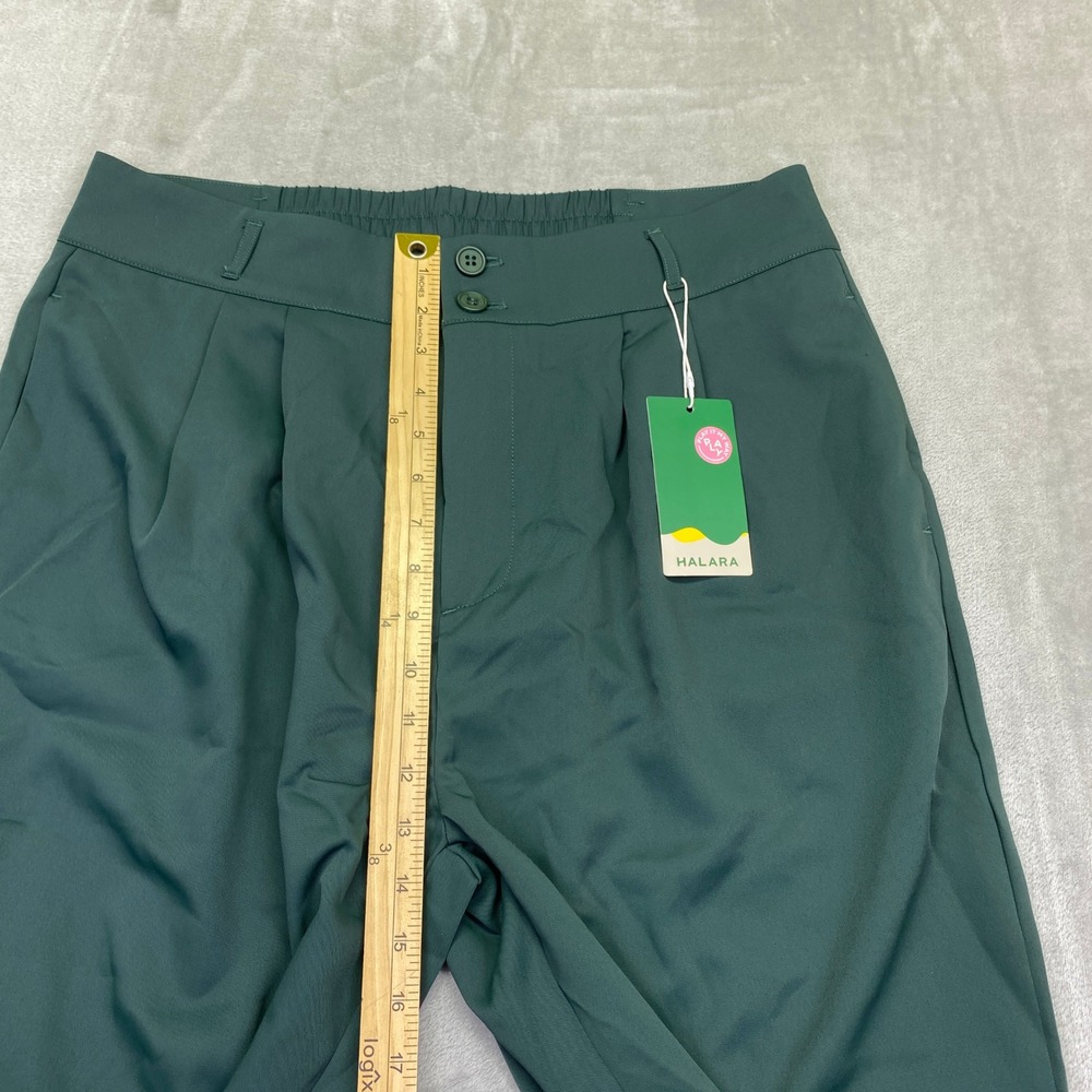 Halara Womens Forest Green High Waisted Wide Leg Pleated Trousers XL NWT - Picture 2 of 9